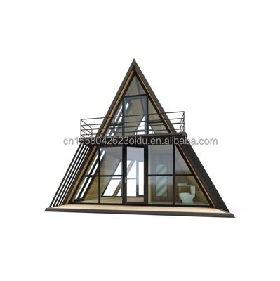 quality Resort Triangle Shape Wooden House Steel Frame with Galvanized Steel Bending 180g and 50/75/100mm Wave Sandwich Panel Walls factory
