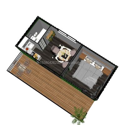 Modern Design Prefabricated Wooden Container House Expandable Office with Steel Frame and Galvanized Steel Bending 180g